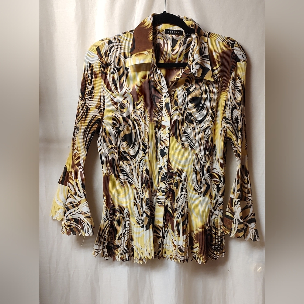 Women's Multicolor Swirl Button Down Blouse Size L